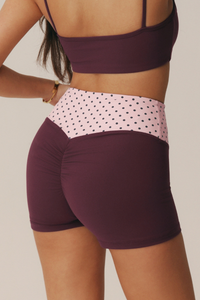 Women's Contrast Polka Dot Waistband High-Waisted Shorts