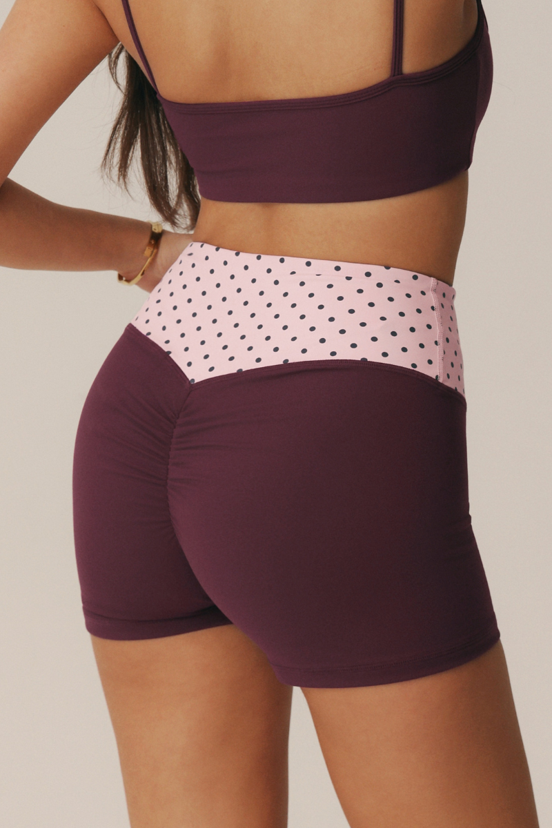 Women's Contrast Polka Dot Waistband High-Waisted Shorts