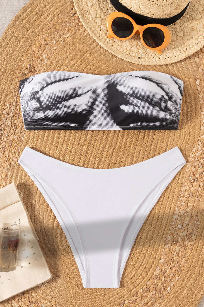Women's Strapless  Bikini Printed Sexy Set