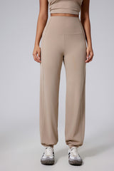 Women High-Waist Wide-Leg Butt-Lifting Cuffed Naked-Feel Yoga Running Workout Pants