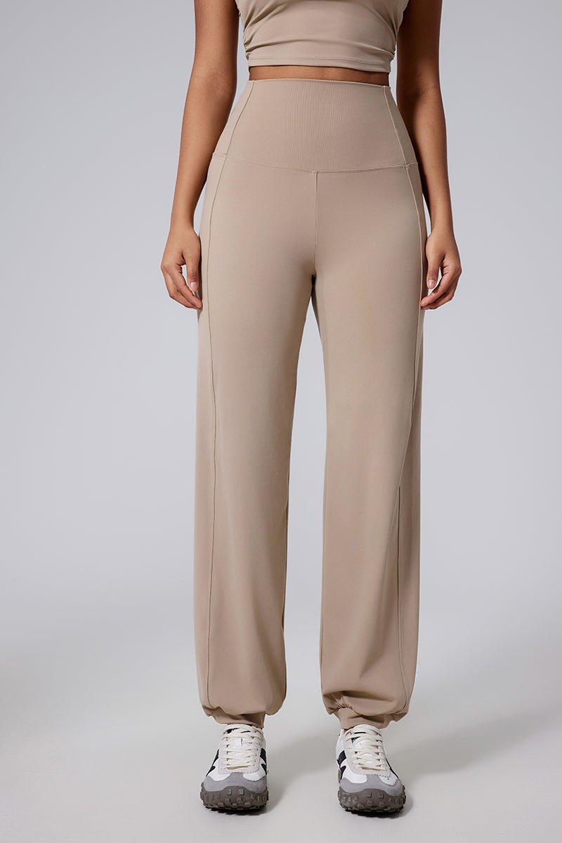 Women High-Waist Wide-Leg Butt-Lifting Cuffed Naked-Feel Yoga Running Workout Pants