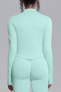 Women's Half Zip Stand Collar Long Sleeve Fitness Jacket
