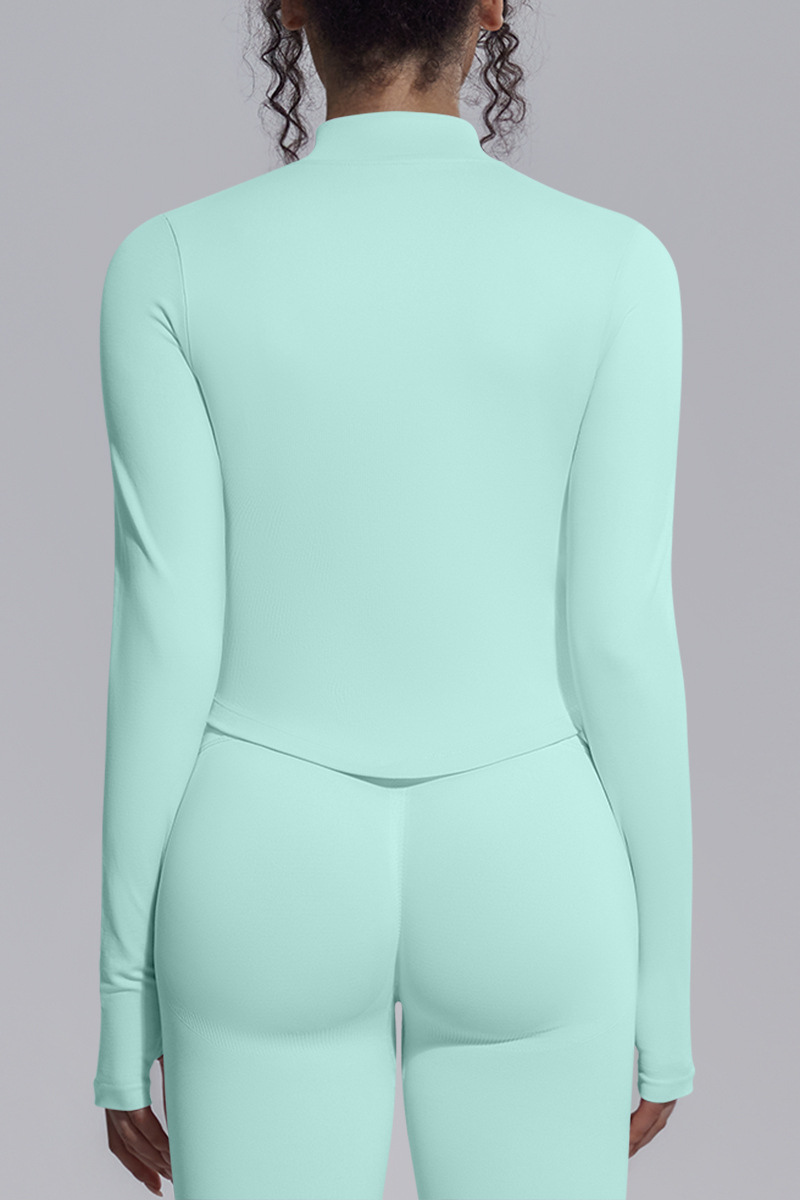 Women's Half Zip Stand Collar Long Sleeve Fitness Jacket