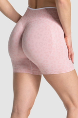 Women's Seamless Contrast Leopard Print Sports Yoga Shorts
