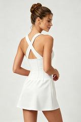 Women's Corset-Style Tennis Dress with Built-In Shorts