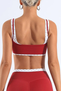 Women's Polka Dot Colorblock Two-Piece Look Wide Strap Bra