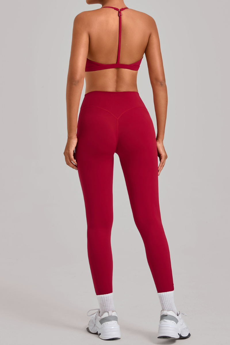 Women's Set:Triangle Cup Thin Straps Bra And High-Waist Leggings