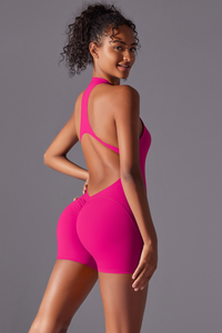 Women's Athletic Halterneck Cut Out Back Jumpsuit