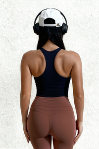 Women's medium strength fixed chest pad yoga fitness bra