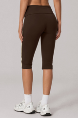 Women's Side Stripe Wide Waist Capri Sports Running Leggings