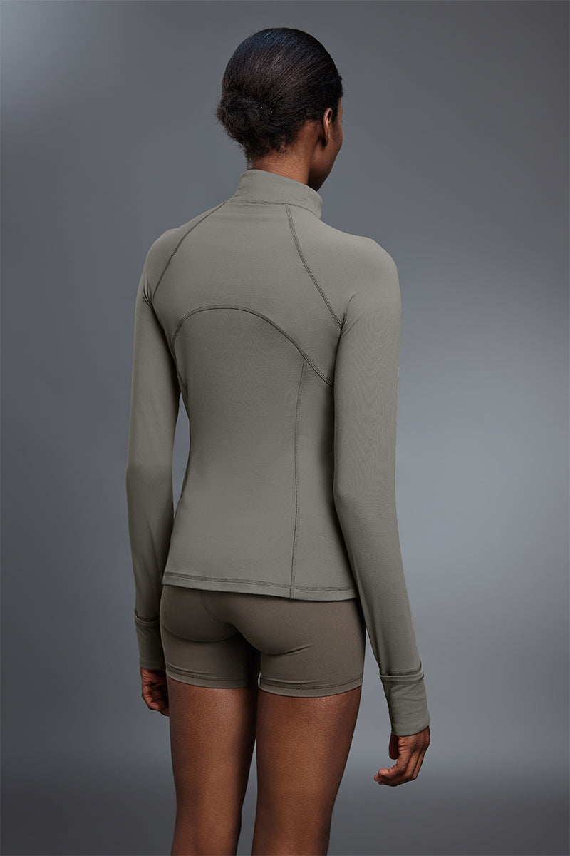 Women Stand Collar Half Zip Slim Fit Workout Long Sleeve Top