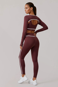 Women's Naked-Feel Contrast-Line 3-Piece Yoga Workout Set