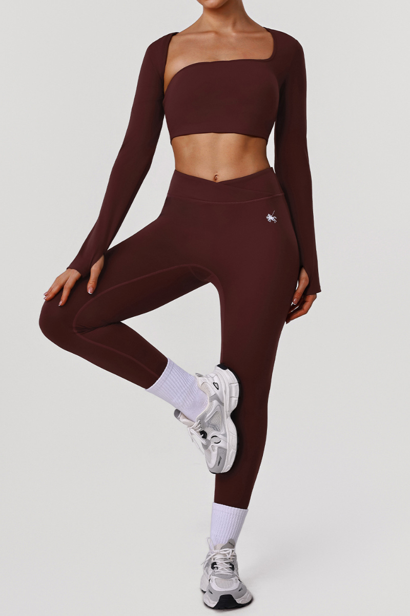 Women's Two Piece Set:Cropped Long Sleee T-shirt & Leggings