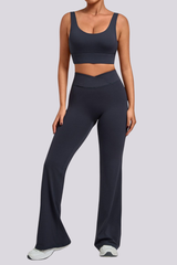 Women's Backless Bra And Cross Waist Flared Pants Sets