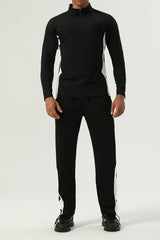 Men's Sportswear : Half-Zip Standing Collar Long Sleeve T-Shirt + Nylon Colorblocking Pants