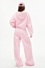 Women's Fall Set: Cropped Zip Up Hooded Jacket And Sweatpant
