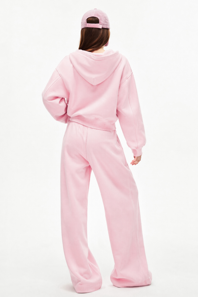 Women's Fall Set: Cropped Zip Up Hooded Jacket And Sweatpant