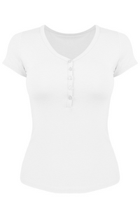 V-neck button-down short-sleeved sports top