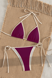 Women's Sexy Triangle Cup Halterneck Color Block Bikini