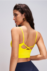 Women's Athletic Cross-back U-neck Solid Tank Top