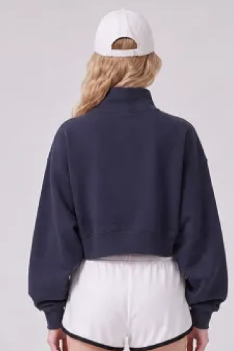 Women's Fall Boutique Style Balloon Sleeves Cropped Mock Neck Sweatshirt