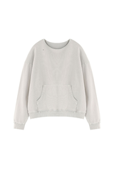 Women's Fall Raw Edge Neck Kangaroo Pocket Sweatshirt