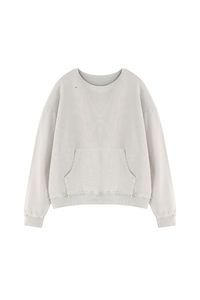 Women's Fall Raw Edge Neck Kangaroo Pocket Sweatshirt