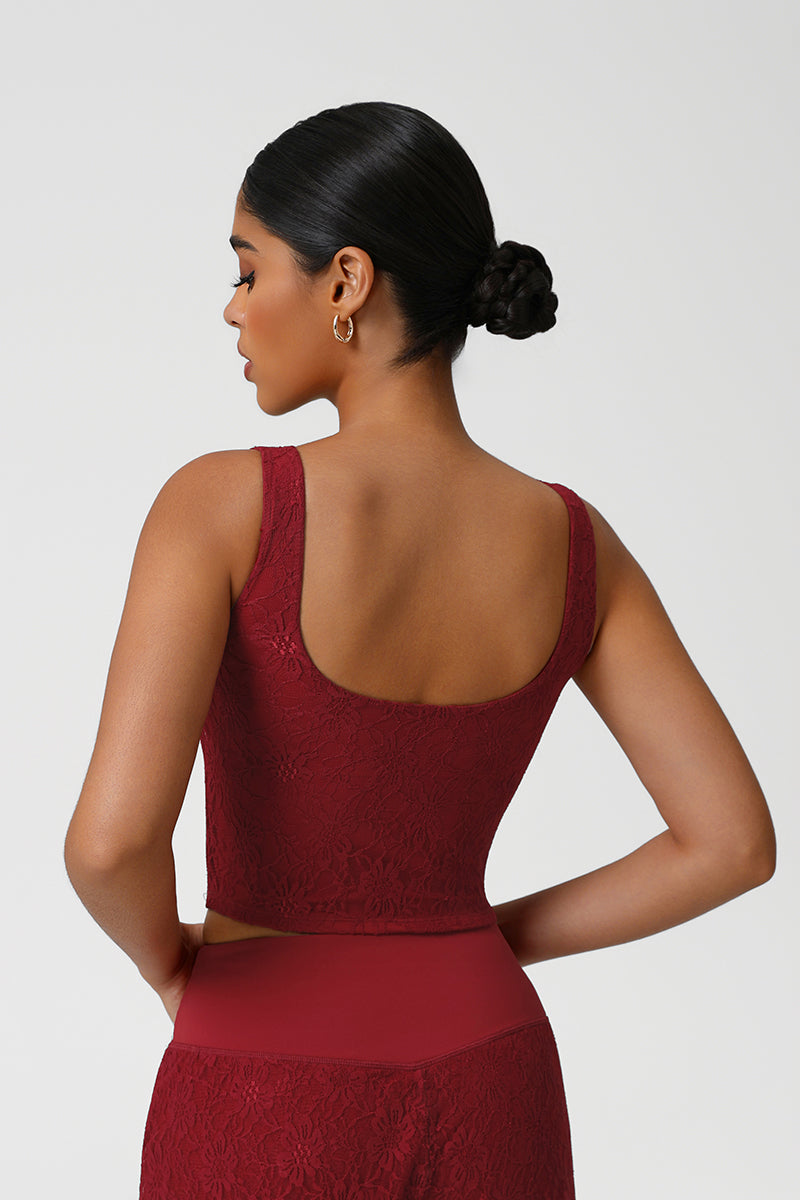 Women Lace Sleeveless Dance Fitness Vest