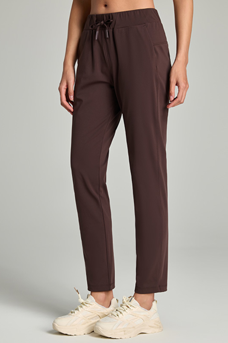 Women's Spring Solid Drawstring Sports Cropped Pants