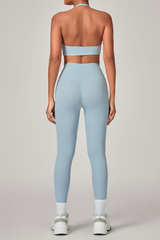 Women's Set:U-neck Halterneck Bra And High-Waist Leggings