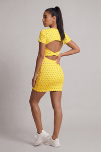 Women’s Summer Dot-patterned Cut Out Back Mini Dress