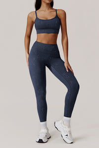 Women Gold Foil Fabric Sports Bras + Yoga Sports Leggings