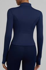 Women's Winter Fleece Lined Stand Collar Zip Yoga Jacket