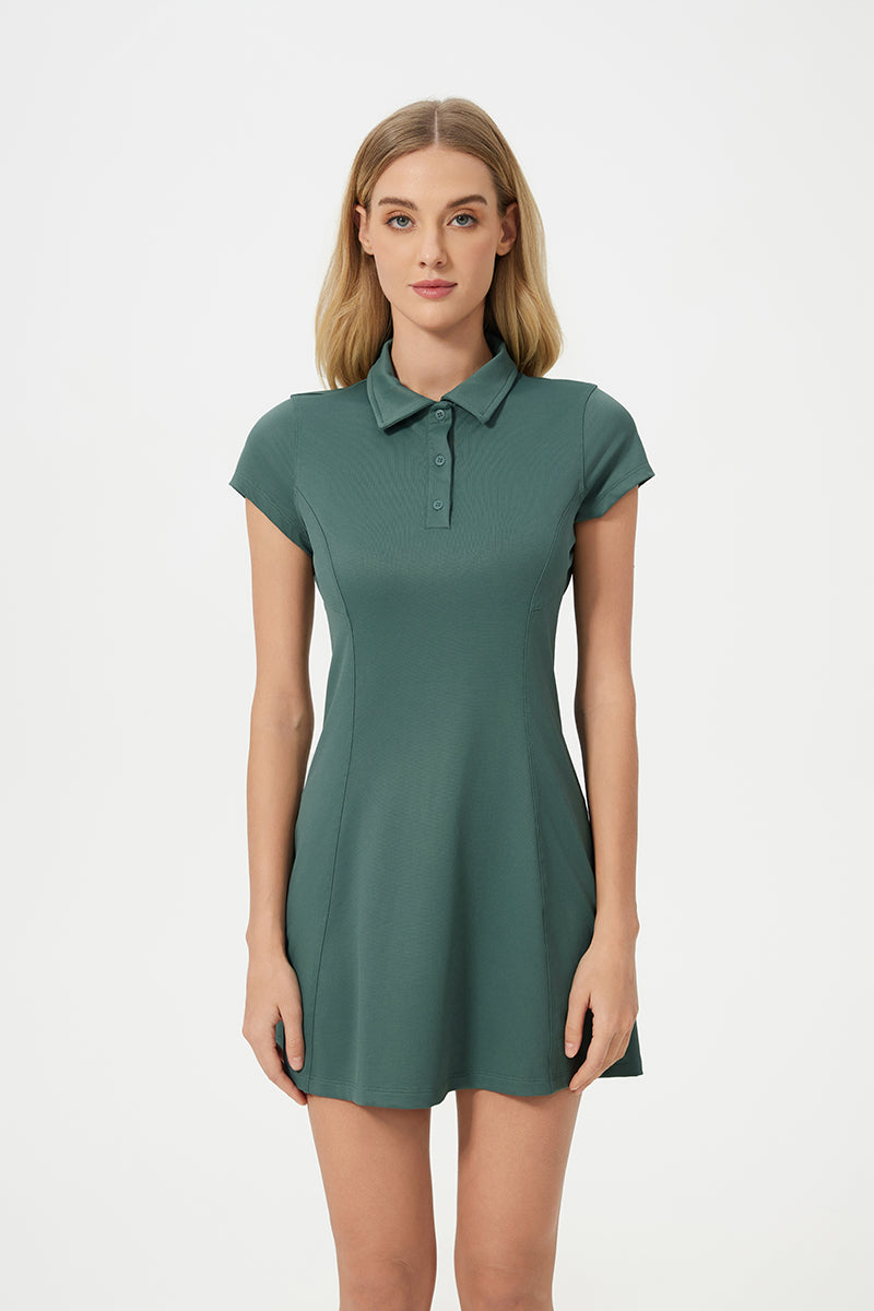 Women Mid-Length Waist Thin Ice Breathable Tennis Sports Yoga Short-Sleeved Dresses