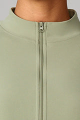 Women Zippered Slim Fit Running Yoga Long Sleeve Jacket