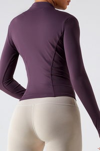 Women's Athletic Stand Collar Full Zipper Slim Jacket