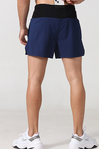 Men High Waist Multi-Pocket 2-in-1 Running Shorts
