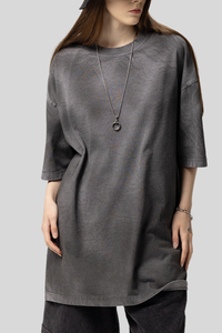 Unisex Washed Cotton Gradient Vintage Tee - Oversized Retro