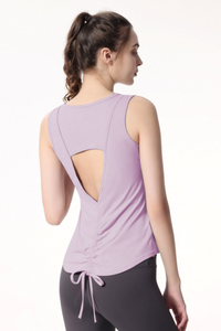 Women's Back Cutout Drawstring Workout Tank Top