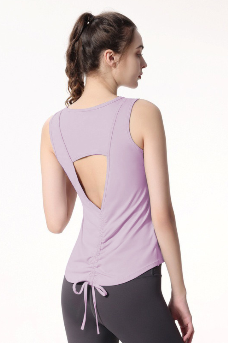 Women's Back Cutout Drawstring Workout Tank Top