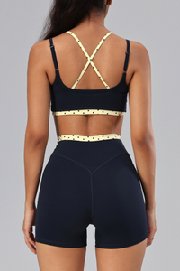 Women's Polka Dot Contrast Bra and Athletic Shorts Yoga Set