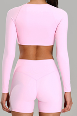 Women's Athletic Twist-Front Cropped V-neck Long Sleeves T-shirt