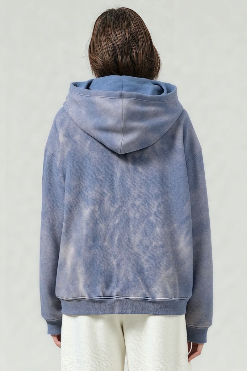 Distressed Fleece-Lined Hooded Sweatshirt