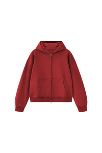 Unisex Fall 100% Cotton Terry Double-Zip Hooded Jacket