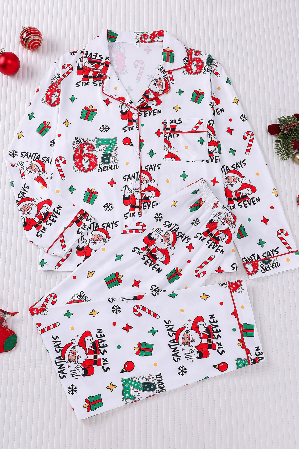 Women's Christmas Tree Printed Christmas Pajama Set