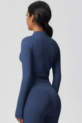 Women's round neck front zipper sports jacket