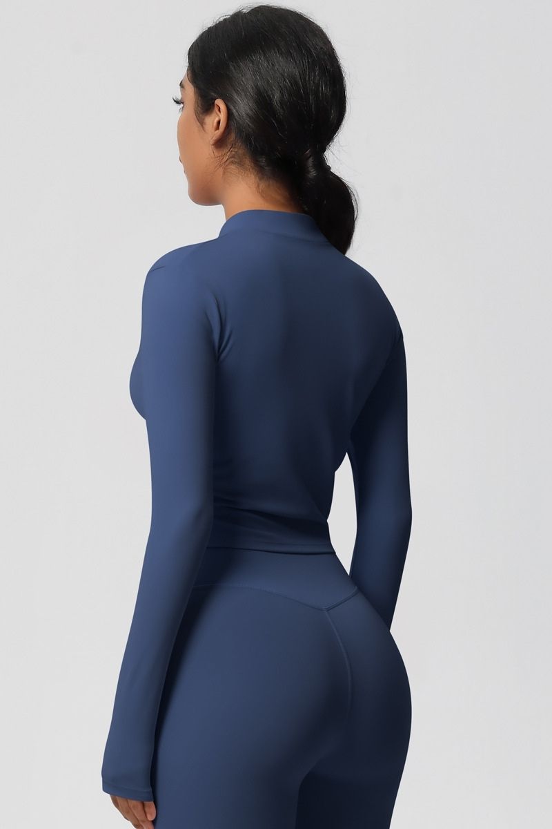 Women's round neck front zipper sports jacket
