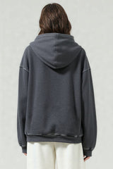 Washed loose hooded knitted plus-size sweatshirt