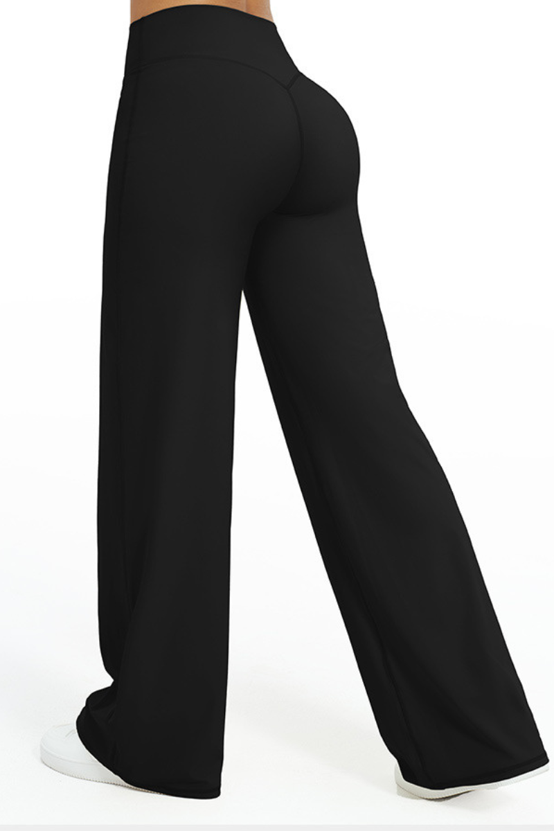 Women's High Waist V-Seam Butt Lifting Draped Wide Leg Pants