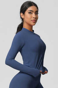 Women's round neck front zipper sports jacket